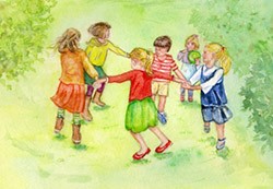 Postcard: AW1084 Children circle dancing