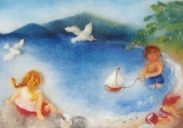 Postcard: FSK3105 Children at seaside