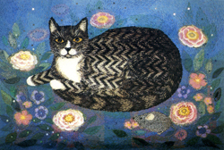 Folded card: Tabby in a Starlit Garden