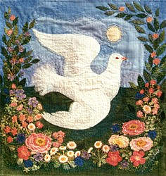 Postcard: Dove in a Rose Garden