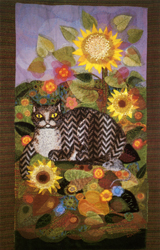Folded card: October Sunflowers with Tabby Cat