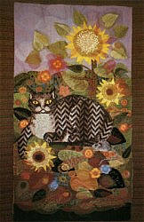 Postcard: October Sunflowers with Tabby Cat