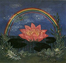 Postcard: Rainbow and Pink Lotus