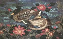 Postcard: DK3 Sacred Ducks resting in a Lotus Pool