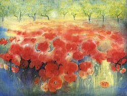 Field of red poppies: Extra large folded card