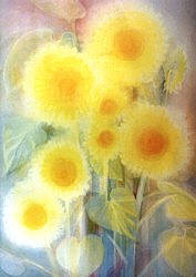 Sun - Flowers: Large folded card