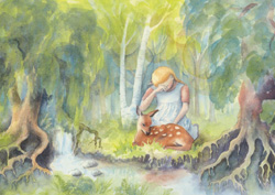 Postcard: JW0309 He was changed into a fawn