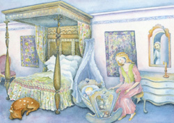 Postcard: JW0315 The witch spies on the queen and her daughter