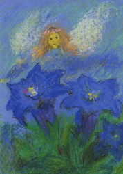 Postcard: Elf with Gentian Flower