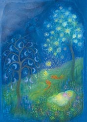 Postcard: AK3982 Moon and star trees