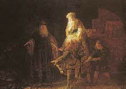 Postcard: Abraham sending off Hagar and Ishmael