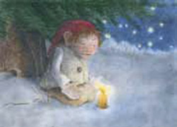 Postcard: Gnome in candlelight