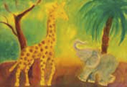 Postcard: DS5193 Giraffe and Elephant