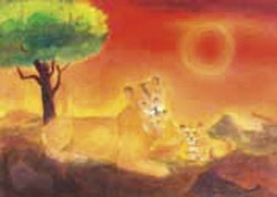 Postcard: DS5194 Lioness with cubs