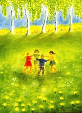 Postcard: EHo5243 Children dancing in Spring