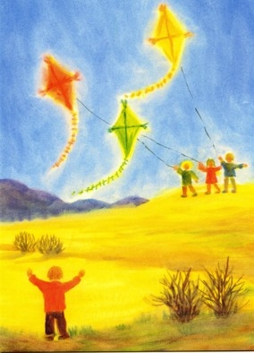 Postcard: Flying kites