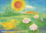 Postcard: DS5189 Duck in Water-lily Pond
