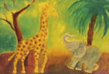 Postcard: Giraffe and Elephant